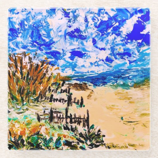 Beach Walk, Glass Coaster Glasuntersetzer (Vorderseite)