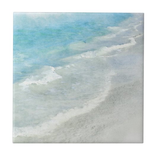Beach Watercolor - Aquamarine blaue Waves an der K Fliese (Vorderseite)