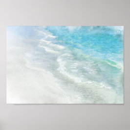 Beach Watercolor - Aquamarine blaue Waves an der K Poster