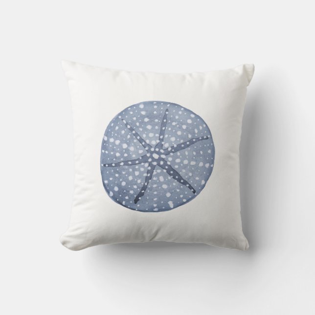 Beach Watercolor Blue Sea Urchin Throw Kissen (Vorderseite)
