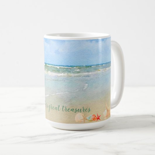 Beach Watercolor Lido's Treasures Kaffeetasse (VorderseiteRechts)