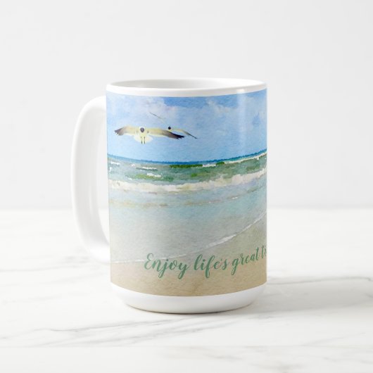 Beach Watercolor Lido's Treasures Kaffeetasse (Vorderseite Links)