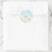 Beach Watercolor Monogram Hochzeitsskizze Umschlag Runder Aufkleber (Tasche)