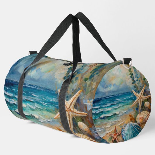 Beach Watercolor Nautical Large Duffle Bag (Linke Ecke)