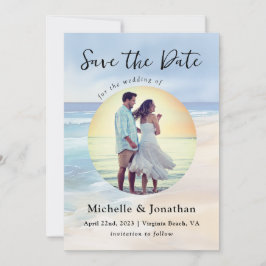 Beach Watercolor Ocean Foto Christliche Hochzeit Save The Date