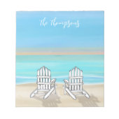 Beach Watercolor Ocean Seashore Adirondack Stühle Notizblock (Vorderseite)
