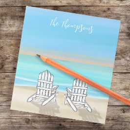 Beach Watercolor Ocean Seashore Adirondack Stühle Notizblock