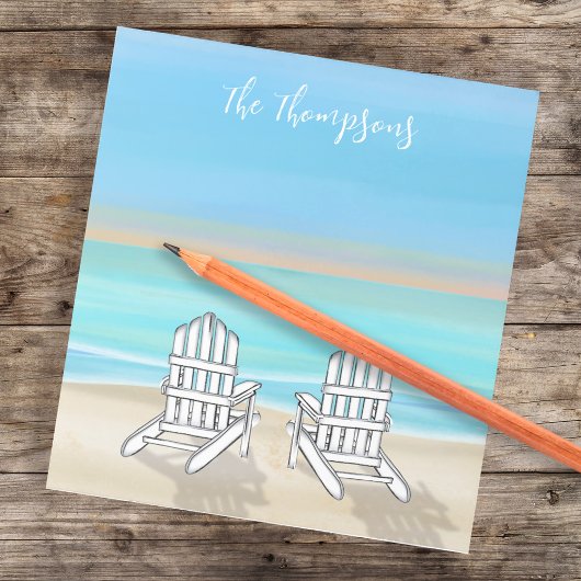 Beach Watercolor Ocean Seashore Adirondack Stühle Notizblock