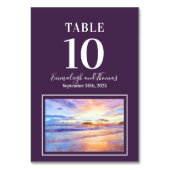 Beach Watercolor Pink Sunrise Wedding Tischnummer (Vorderseite)