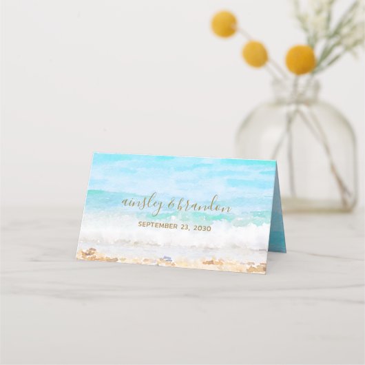Beach Watercolor-Platzkarte Platzkarte (Rückseite)