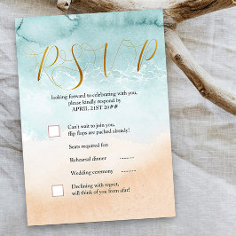 Beach Watercolor Shore Hochzeit in Urlaubsort RSVP Karte