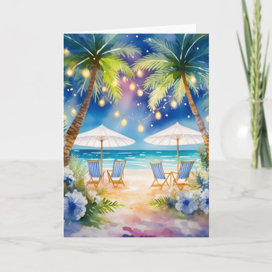 Beach Watercolor Sommergrusskarte Karte (Vorderseite)