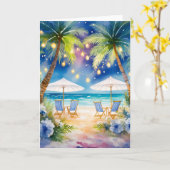 Beach Watercolor Sommergrusskarte Karte (Gelbe Blume)