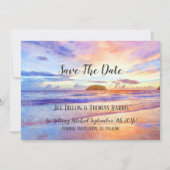 Beach Watercolor Sonnenaufgang Save the Date Einladung (Vorderseite)