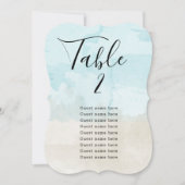 Beach Watercolor Tischnummer card + Gästennamen (Vorderseite)