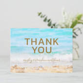 Beach Watercolor Wedding Blank Danke Karte (Stehend Vorderseite)