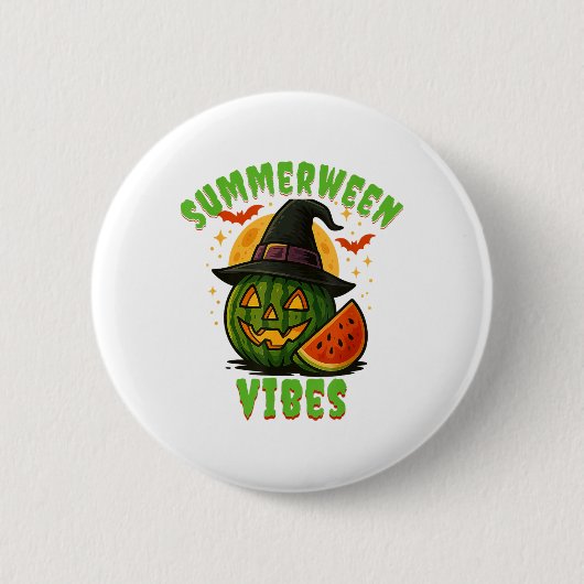Beach Watermelon Summerween Vibes Hexen Halloween Button (Vorderseite)