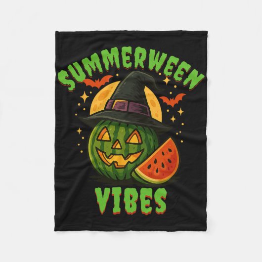 Beach Watermelon Summerween Vibes Hexen Halloween Fleecedecke (Vorderseite)