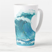Beach Wave Friedlich Blue und Glitzer Niedlich Milchtasse (Rechte Ecke)
