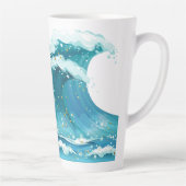 Beach Wave Friedlich Blue und Glitzer Niedlich Milchtasse (Rechts)