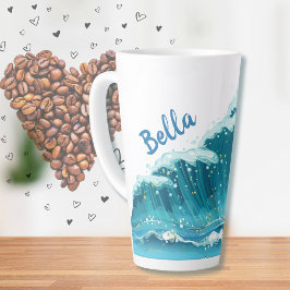 Beach Wave Friedlich Blue und Glitzer Niedlich Milchtasse