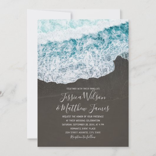 Beach Wave Ocean Destination Nautical Wedding Einladung (Vorderseite)