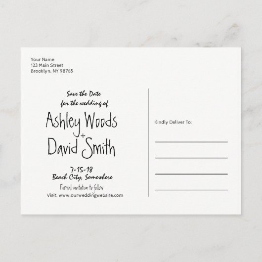 Beach Wave Save the Date Postcard Ankündigungspostkarte (Rückseite)