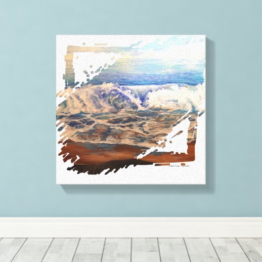 Beach Waves Blue Leinwanddruck (Insitu (Holzboden))