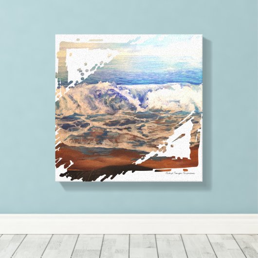 Beach Waves Blue Leinwanddruck (Insitu (Holzboden))