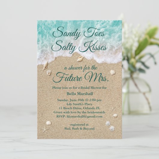 Beach Waves Bridal Dusche Einladung (Stehend Vorderseite)