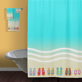 Beach Waves Flip Flops Duschvorhang