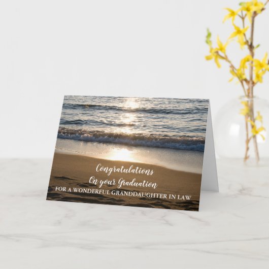 Beach Waves Grandtochter im Abschluss Recht Karte (Gelbe Blume)