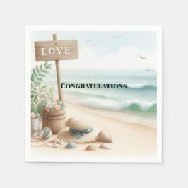 Beach Waves Liebe Herzlichen Glückwunsch Napkin Serviette