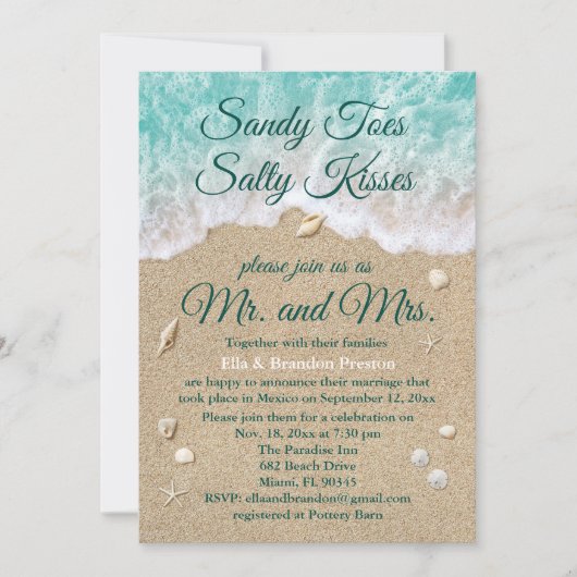 Beach Waves Post Wedding Reception Card Einladung (Vorderseite)