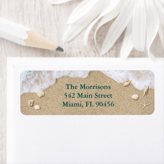Beach Waves Rücksendeadressen-Aufkleber (Insitu)