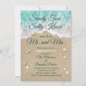 Beach Waves Sandy Toes Engagement Party Einladung (Vorderseite)