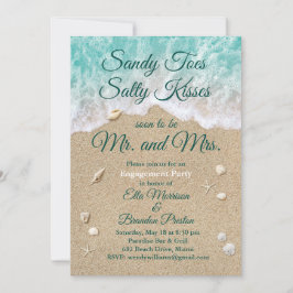 Beach Waves Sandy Toes Engagement Party Einladung