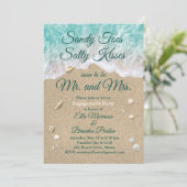 Beach Waves Sandy Toes Engagement Party Einladung (Stehend Vorderseite)