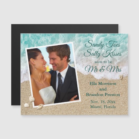 Beach Waves Sandy Toes Salty Kisses Foto Magnet (Vorne/Hinten)