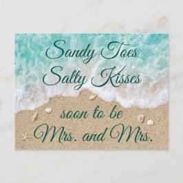 Beach Waves Sandy Toes Salty Kisses Mrs. & Mrs. Ankündigungspostkarte