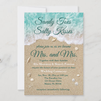 Beach Waves Sandy Toes Salty Kisses Mrs. & Mrs. Einladung