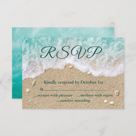 Beach Waves Sandy Toes Salty Kisses UAWG RSVP Karte (Vorne/Hinten)