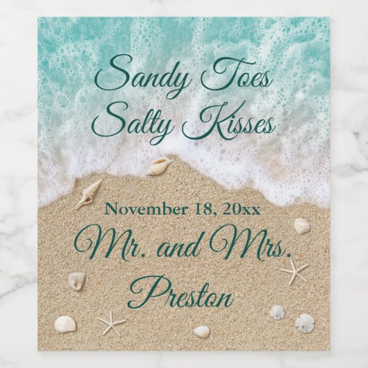 Beach Waves Sandy Toes Weinetikett (Einzelnes Label)