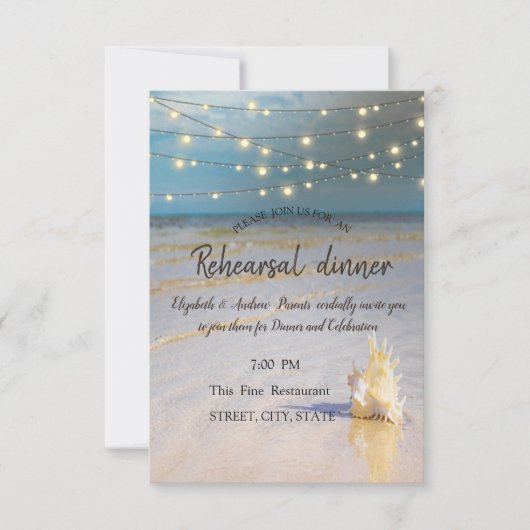 Beach Waves Seashell Probe Dinner Einladung (Vorderseite)
