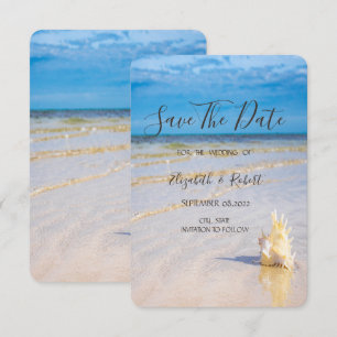 Beach Waves Seashell Save the Date