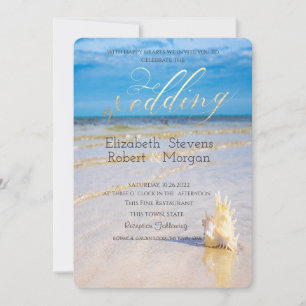 Beach Waves Seashell Wedding Einladung