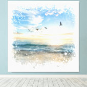 *~* Beach Waves Sonnenuntergang AR7 Leinwanddruck (Insitu (Holzboden))