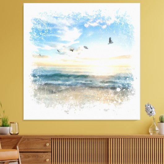 *~* Beach Waves Sonnenuntergang AR7 Leinwanddruck (Insitu (Wohnzimmer))