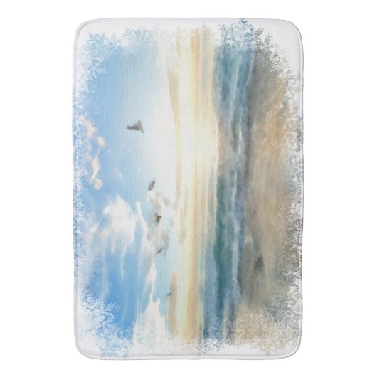 *~* Beach Waves Sonnenuntergang Sonnenuntergang AR Badematte (Vorderseite Vertikal)