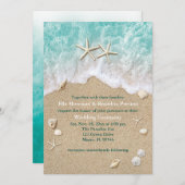 Beach Waves & Starfish Hochzeitseinladung Einladung (Vorne/Hinten)